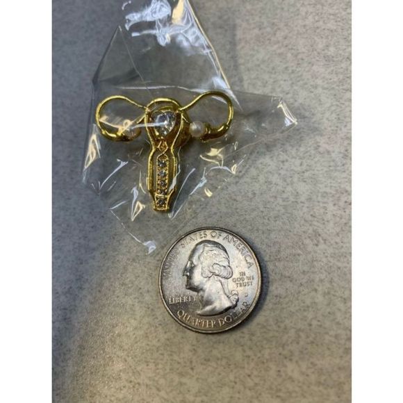 Female Reproductive Pin -Yellow Gold NEW - Picture 2 of 9